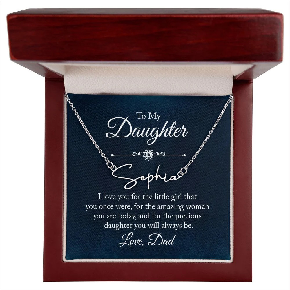 To My Daughter I Love You Personalized Silver Tone Name Necklace Custom Nam
